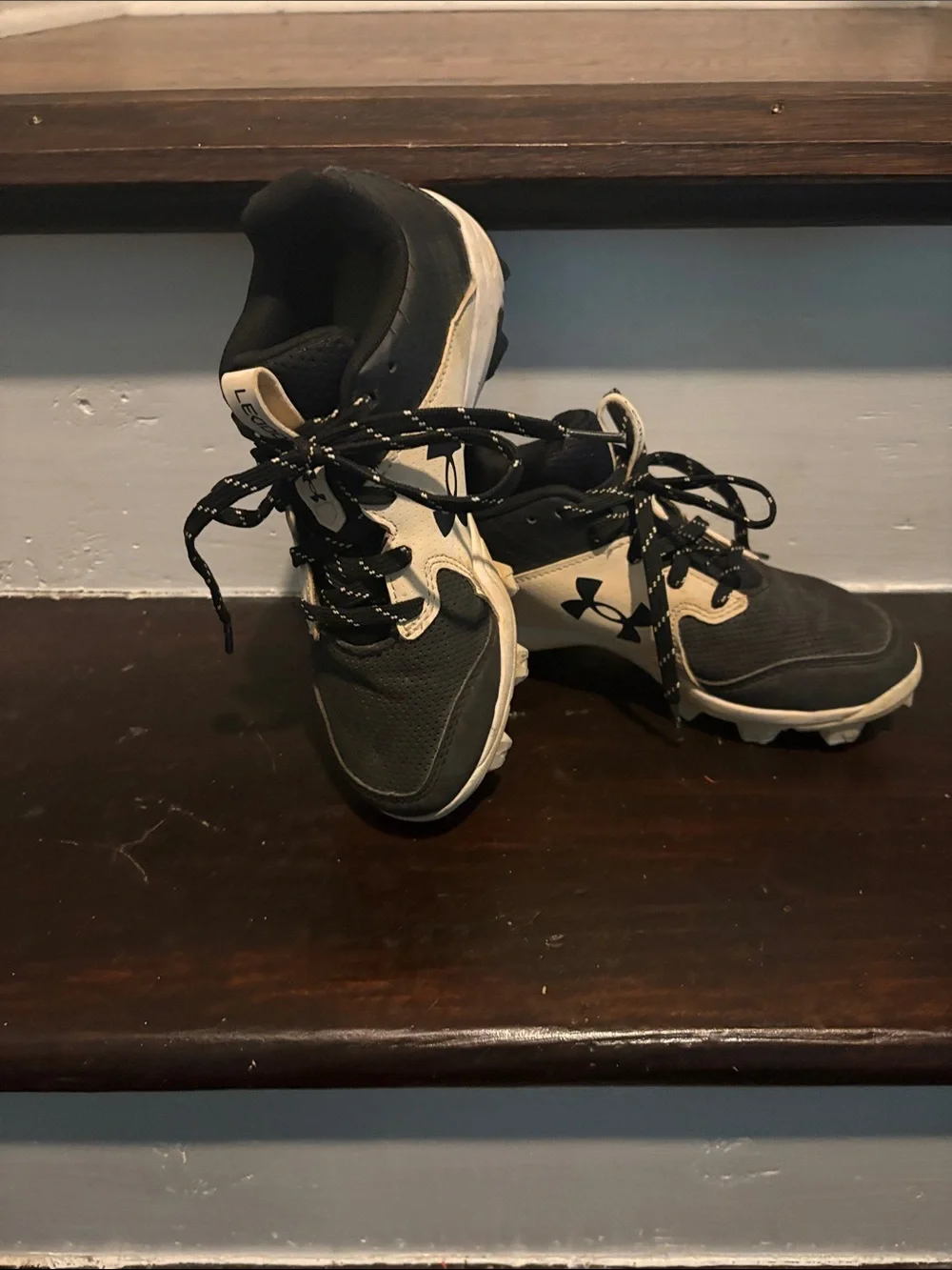 Under Armour Kids Black and White Baseball Cleats